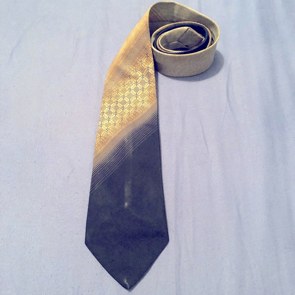100% Polyester Tie Tootal Navy Blue/Gold/Cream